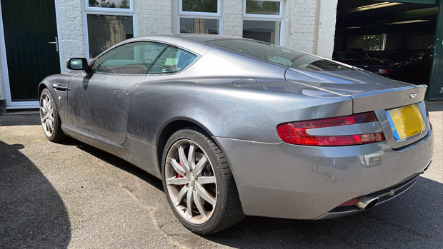 Silver Aston Martin DB9